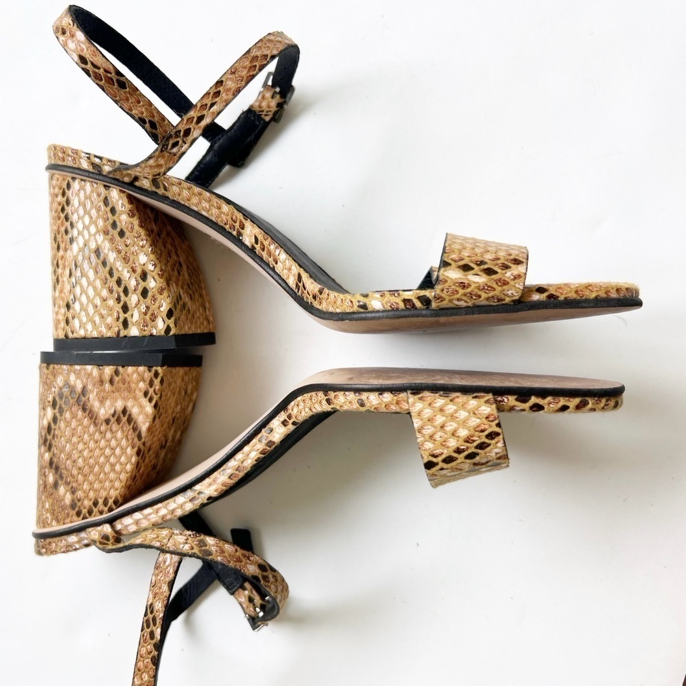 Free People Liv Block Heel Snakeskin Strappy Sandals Heels Animal Shoes